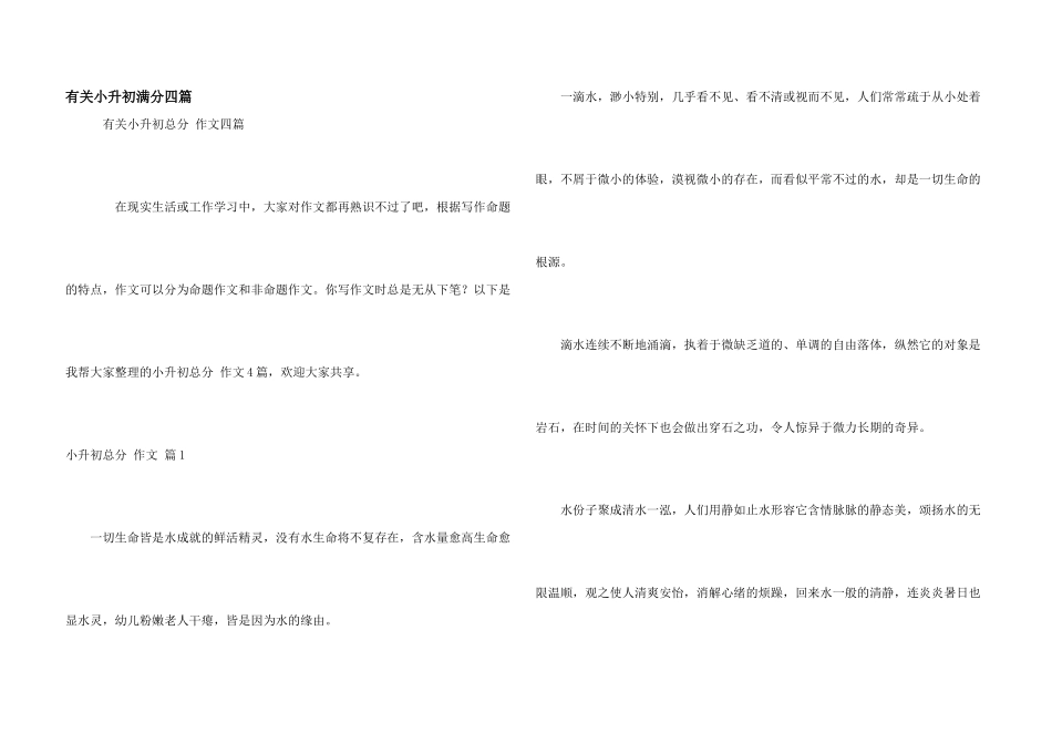 有关小升初满分四篇_第1页