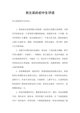 有文采的初中生评语