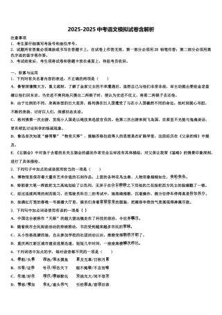 期2025年河南省南阳市南召县中考语文模拟精编试卷含解析