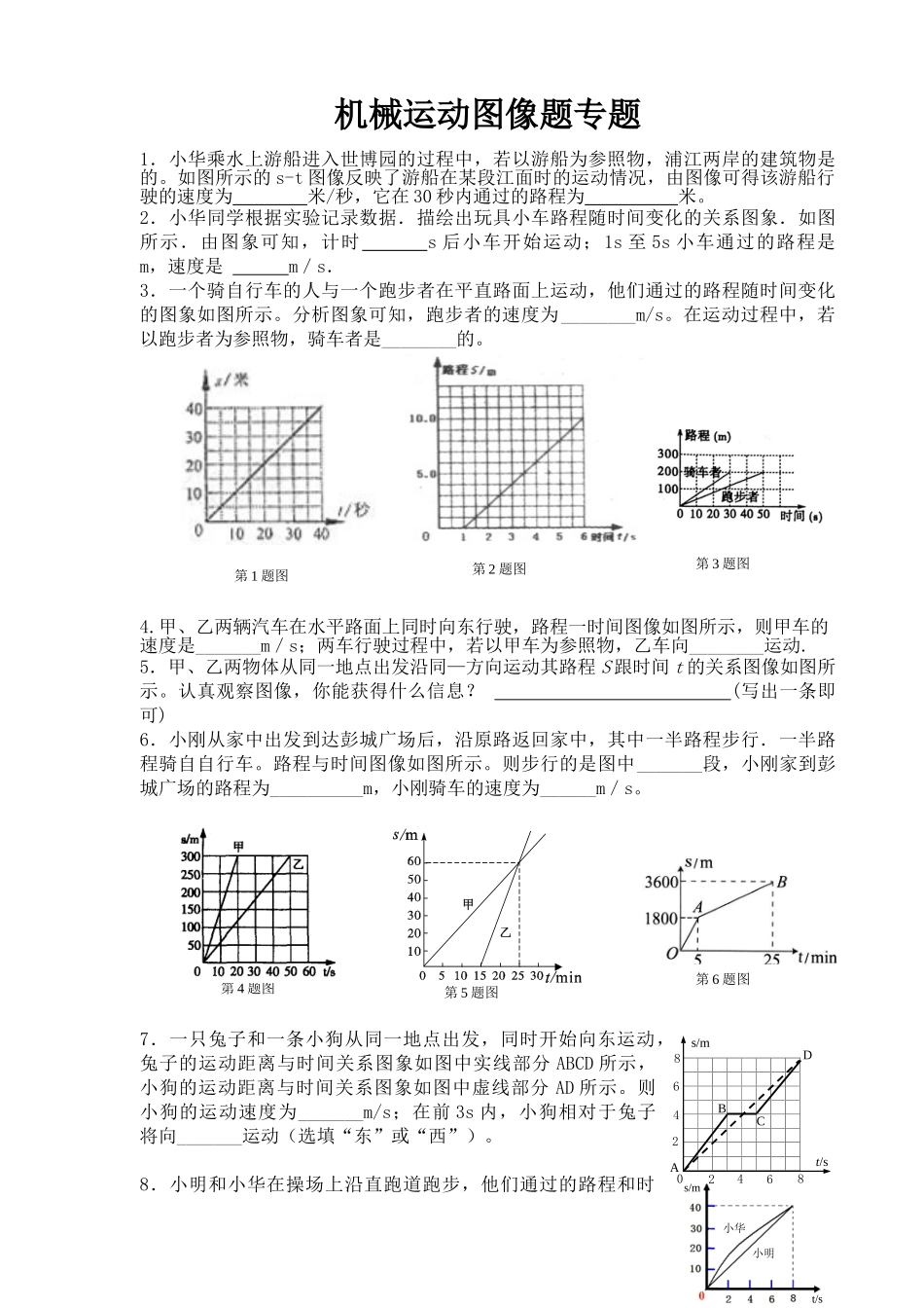 机械运动图像题专题_第1页
