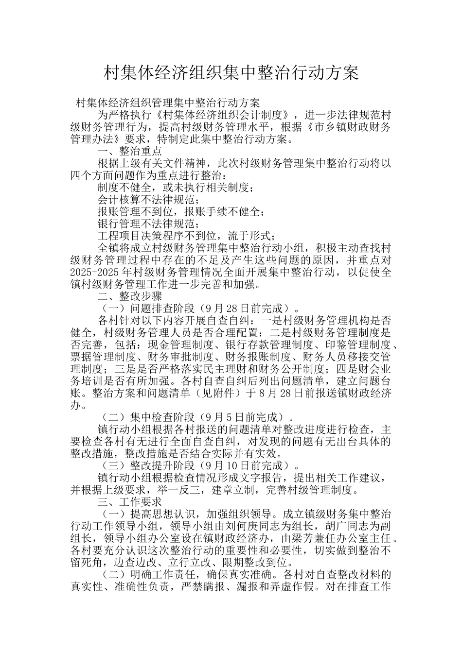 村集体经济组织集中整治行动方案_第1页