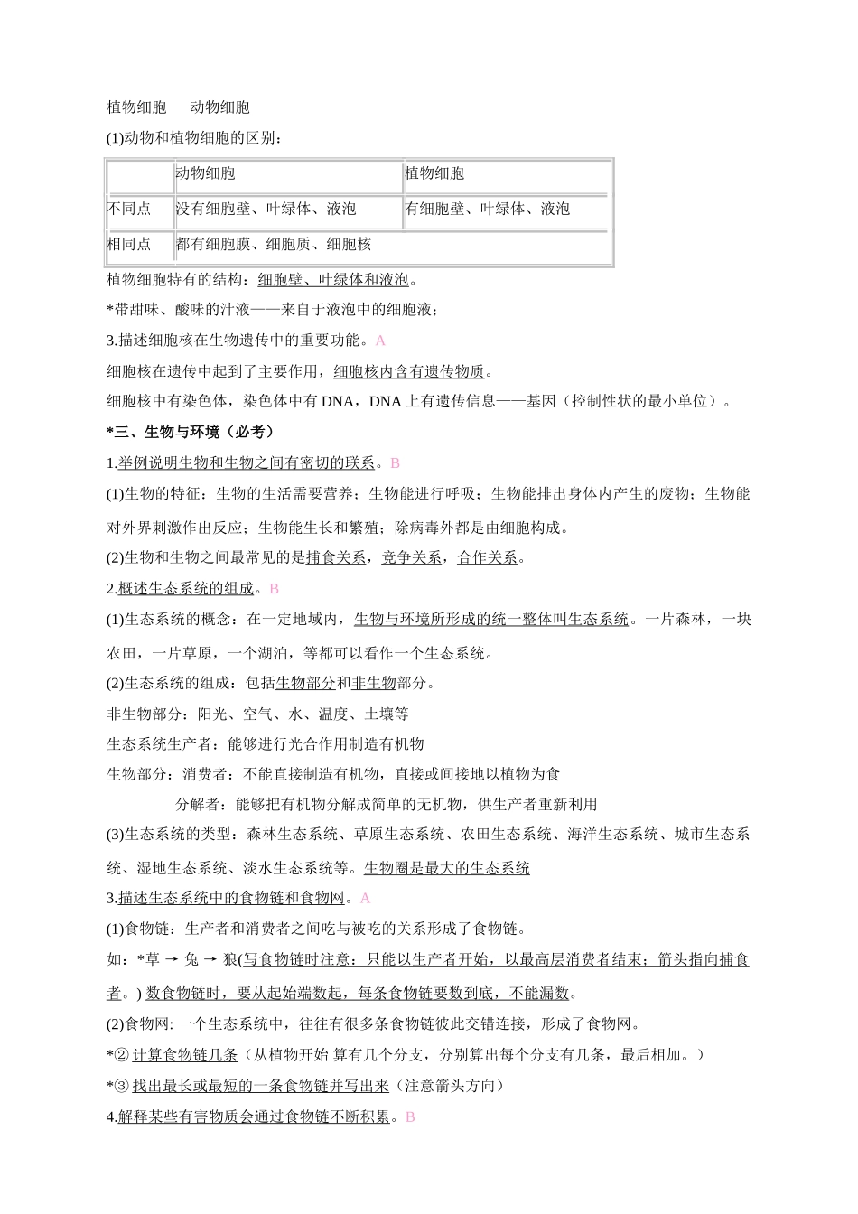 杭州初中生物中考重要知识点总结_第3页