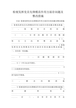 检视发挥党员先锋模范作用方面存问题及整改措施