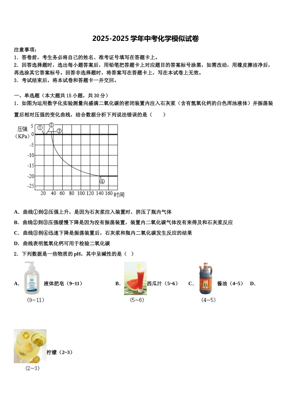 武汉武昌区五校联考中考化学适应性模拟试题含解析_第1页