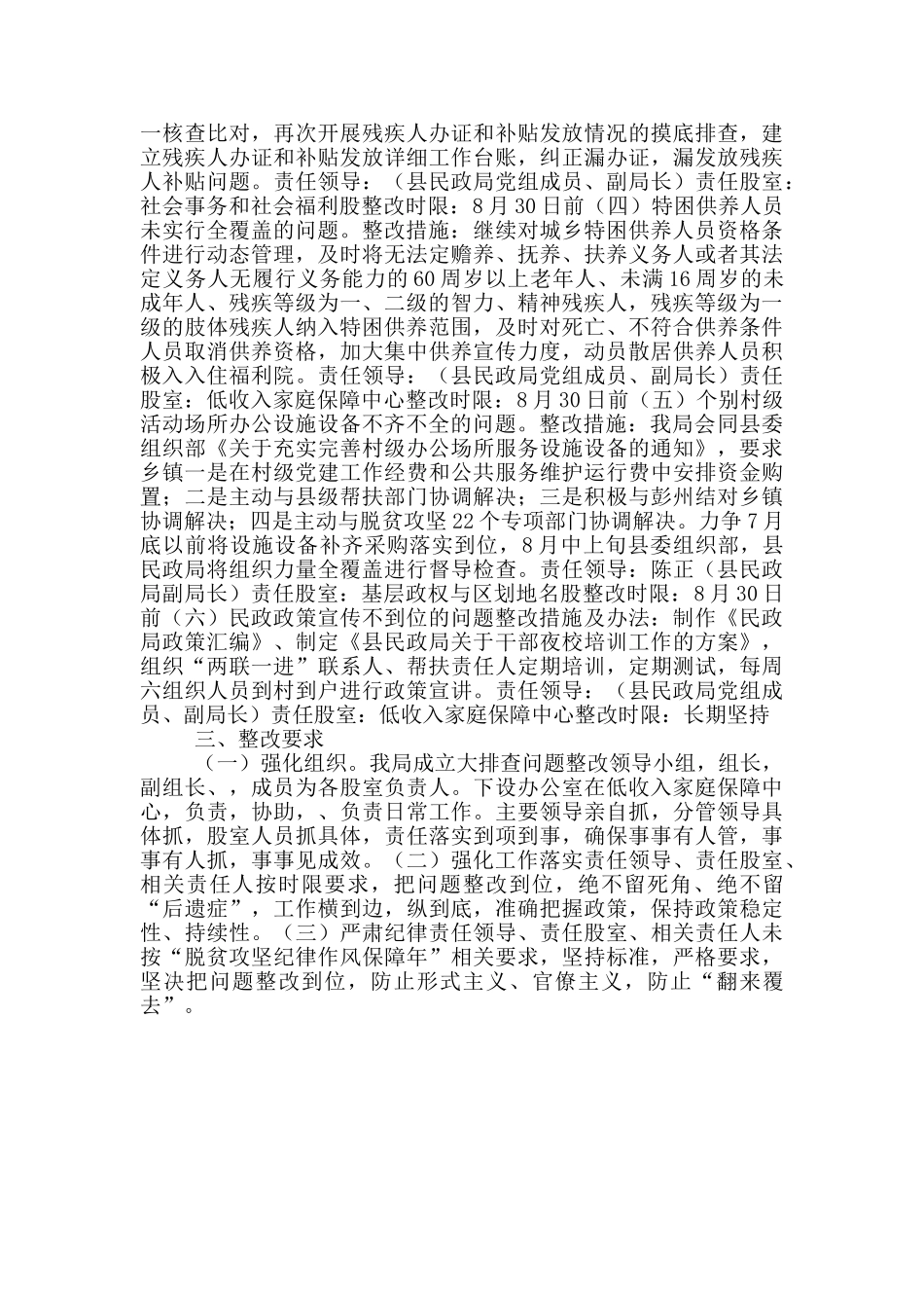 民政局社会保障专项大排查问题整改方案_第2页
