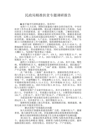 民政局精准扶贫专题调研报告