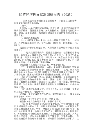 民营经济发展状况调研报告(2025)