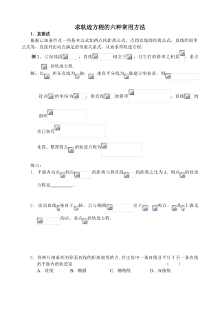 求轨迹方程题型全归纳