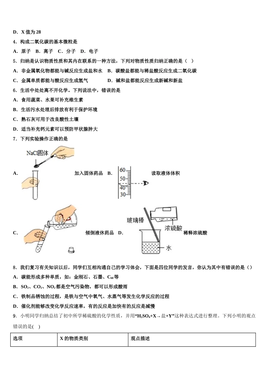 江南省郸城县重点中学中考二模化学试题含解析_第2页