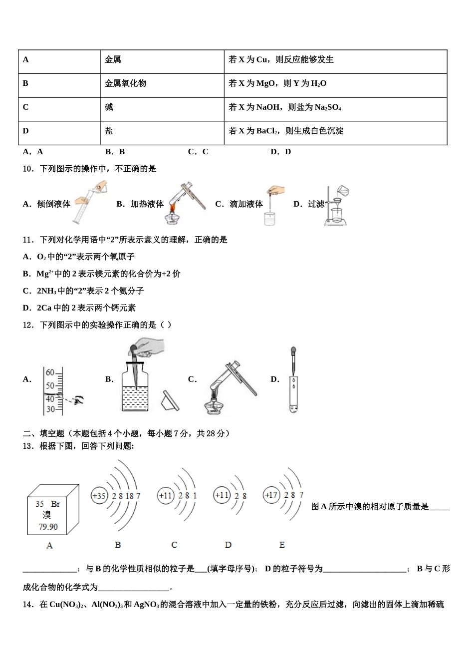 江南省郸城县重点中学中考二模化学试题含解析_第3页
