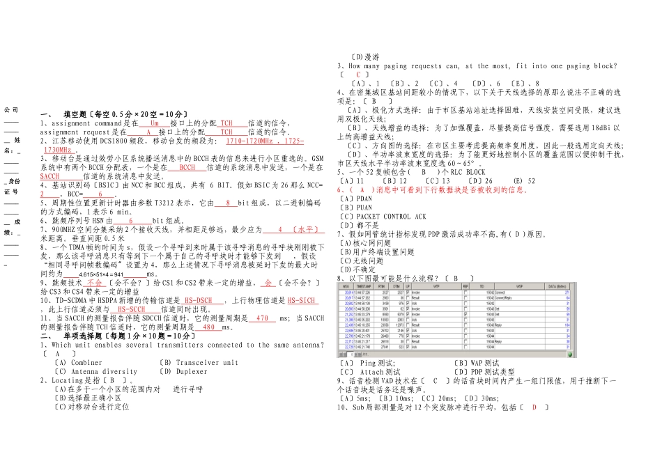 江苏移动第三方网优认证考试_第1页