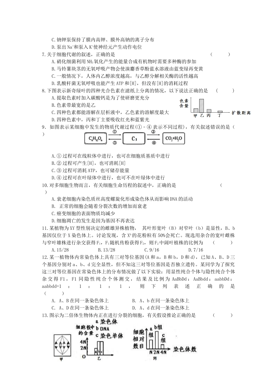 江西省南昌市江西师范大学附属中学高三上学期期末考试生物试题_第2页