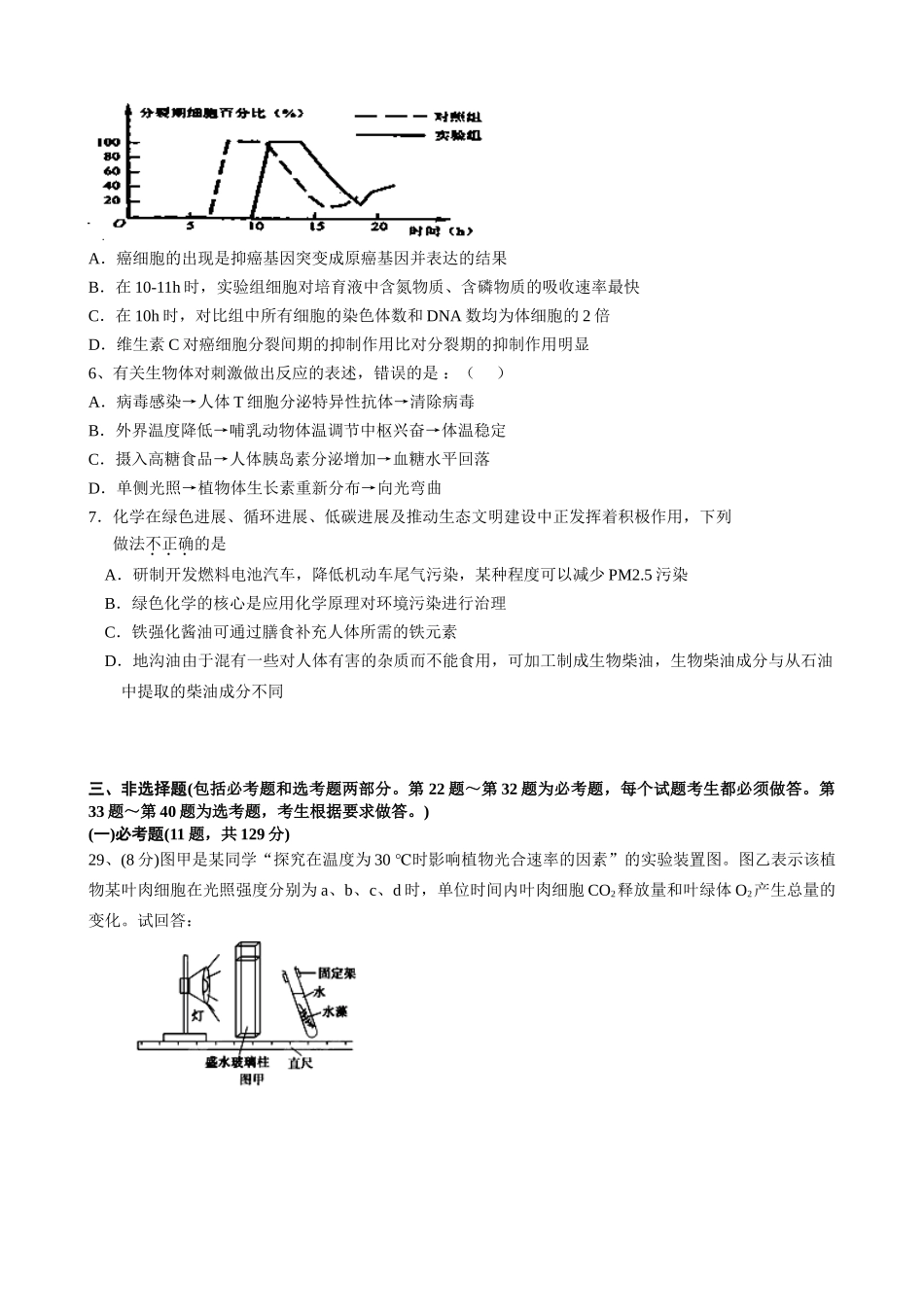 江西省南昌市教研室命制高三交流卷一理科综合试题_第2页