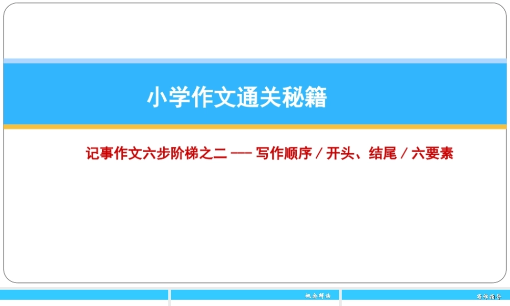小学作文通关秘籍（35讲）-写作顺序、开头、结尾、六要素 课件