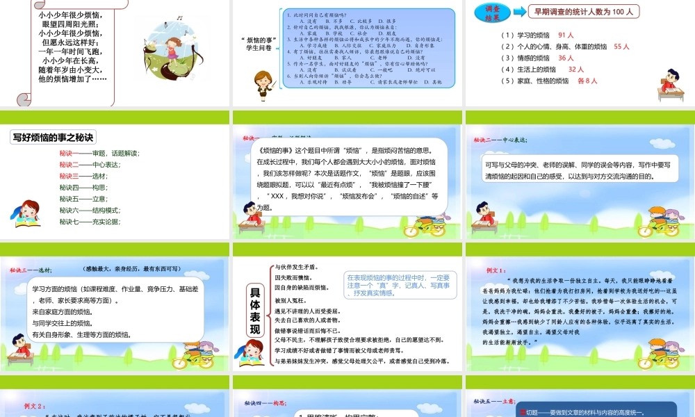 小学生作文重点题目讲解（33讲）——烦恼的事 课件