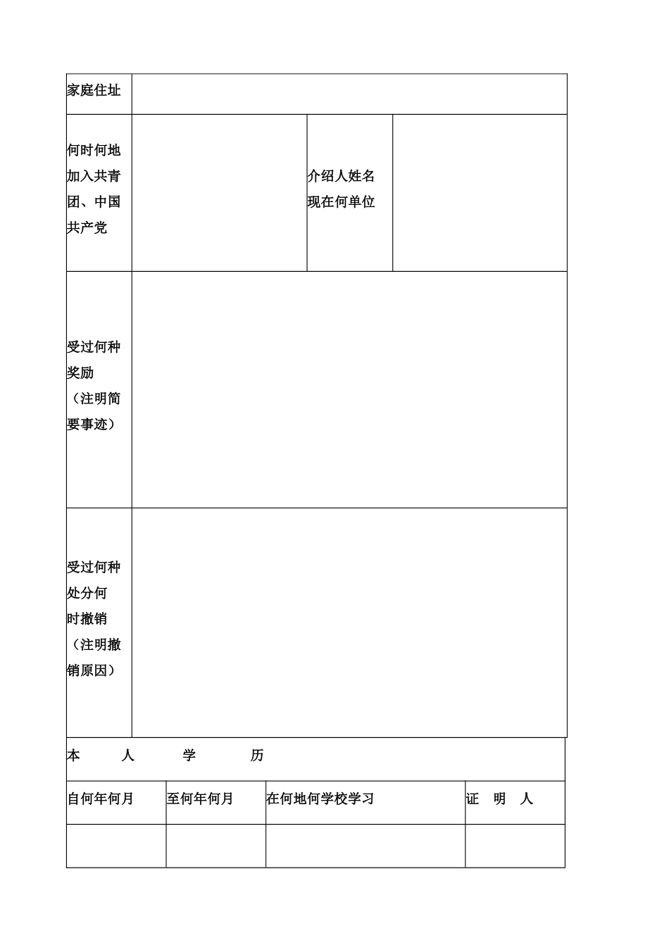 河南省高中毕业生登记表_第3页