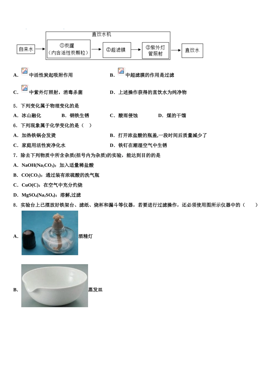 济南市莱芜地区重点中学中考试题猜想化学试卷含解析_第2页