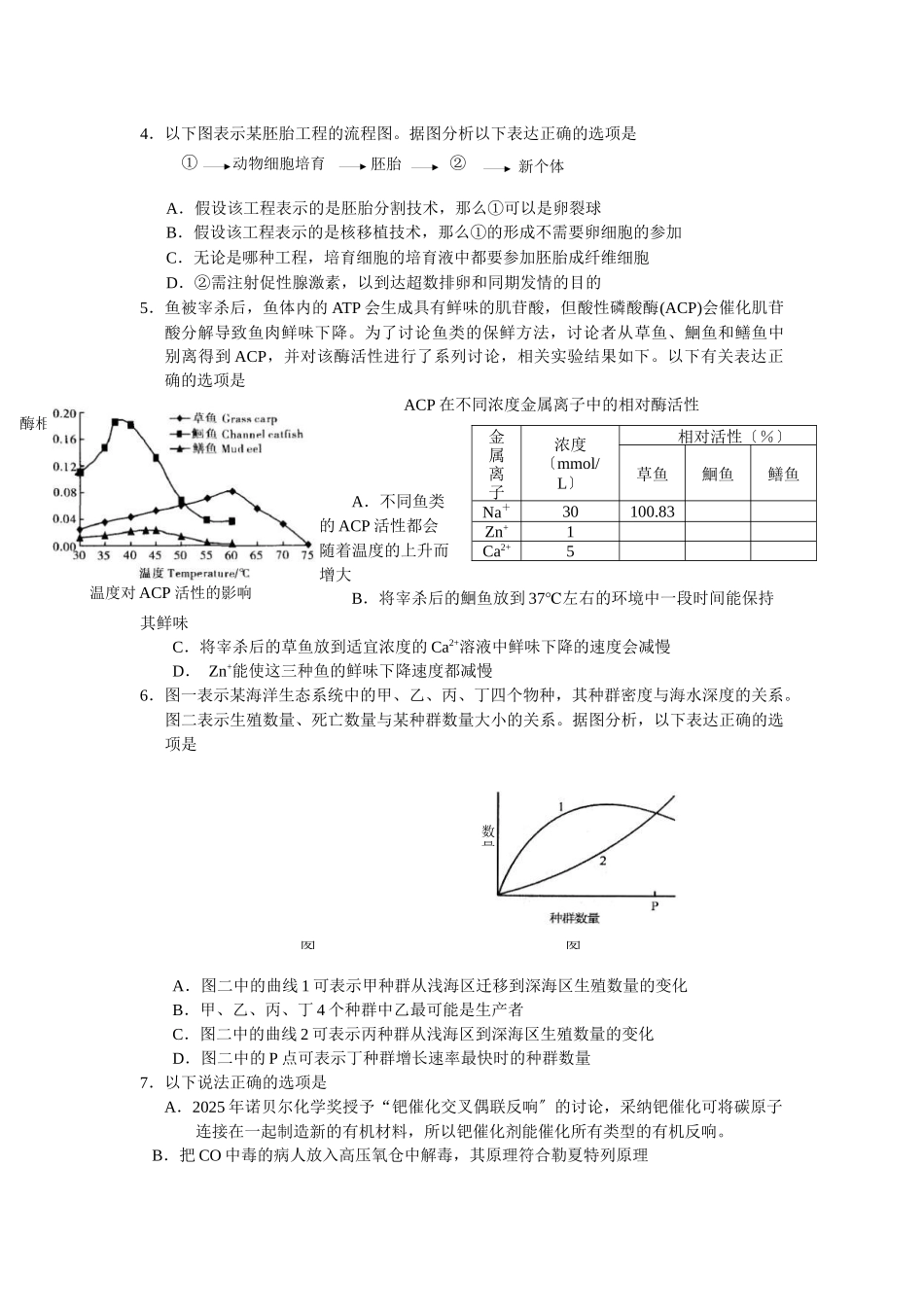 浙江省杭州市XXXX届高三第二次教学质量检测理综_第2页