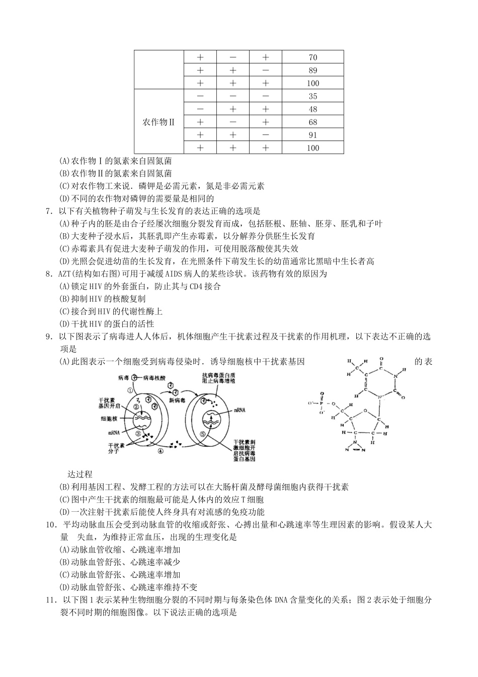 浙江省第十届高中生物学竞赛试卷和答案_第2页