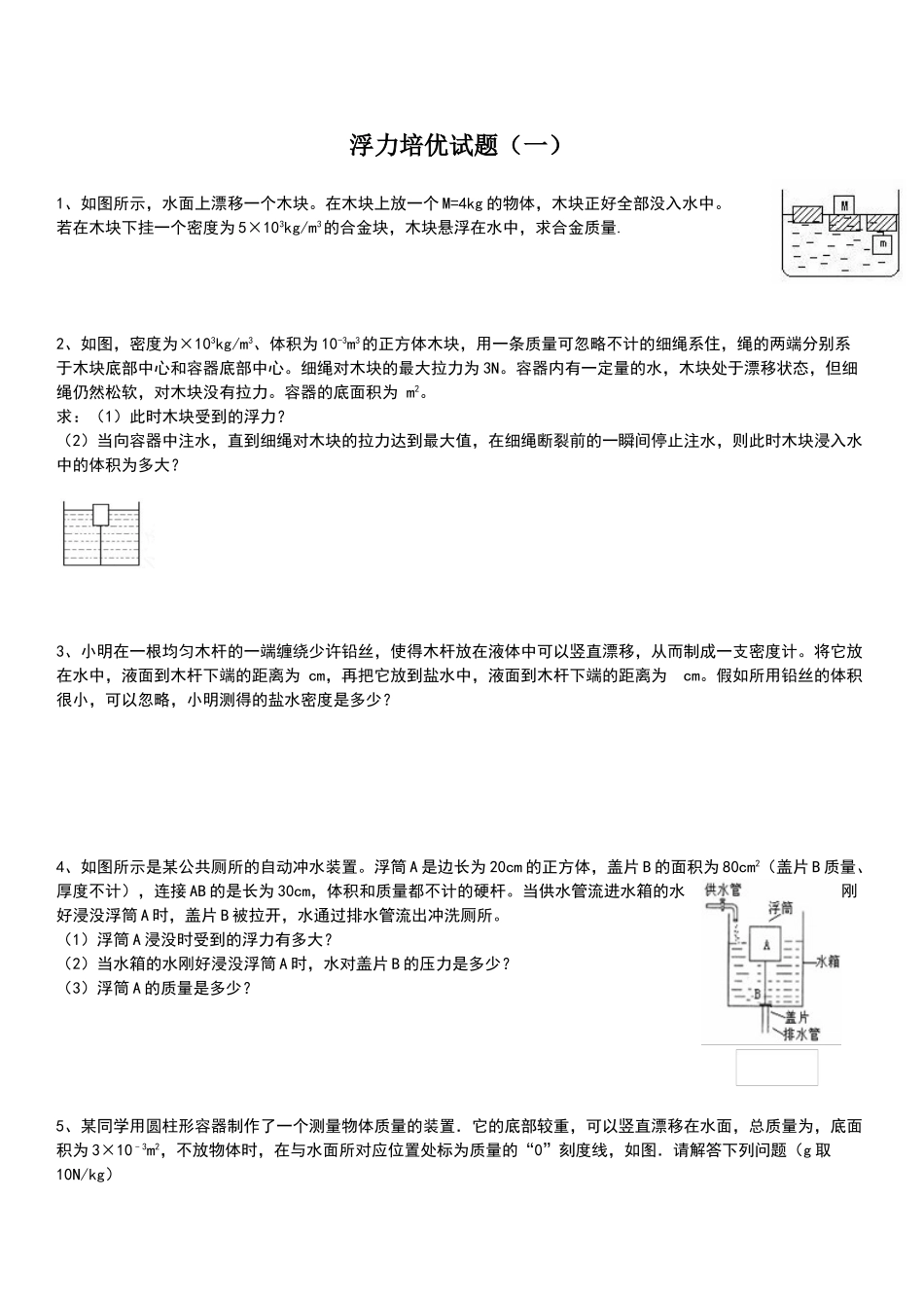 浮力培优试题_第1页