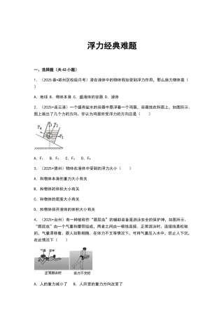 浮力经典难题