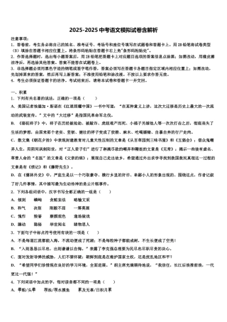 海南省中考语文模拟预测题含解析