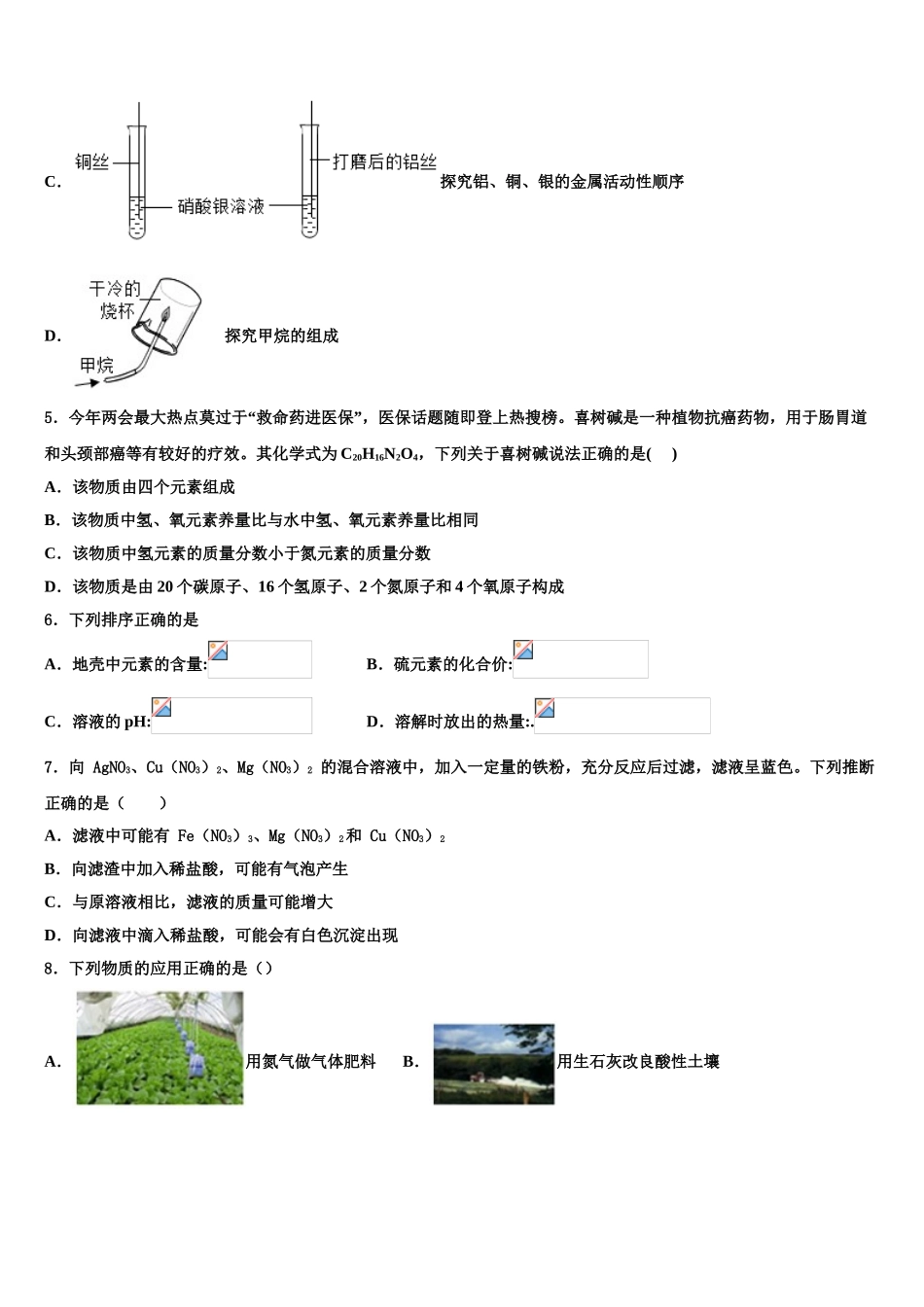 海南省临高县中考三模化学试题含解析_第2页