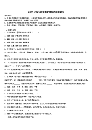 海南省农垦中学中考语文模试卷含解析