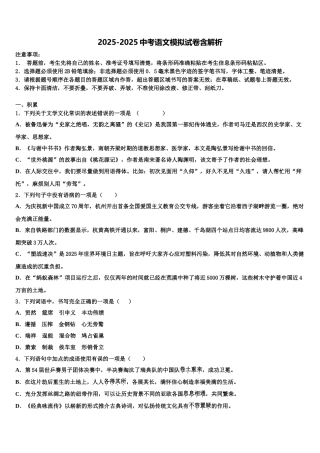 海南省华东师范大第二附属中学中考四模语文试题含解析