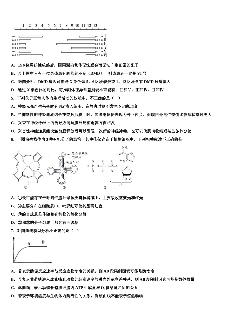海南省文昌中学高三第一次模拟考试生物试卷含解析_第2页