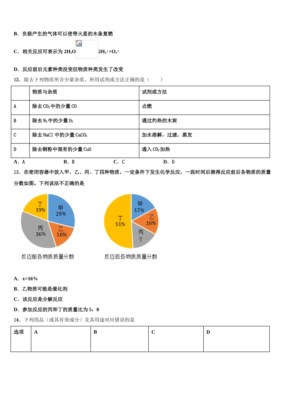 海南省海南中学中考一模化学试题含解析_第3页