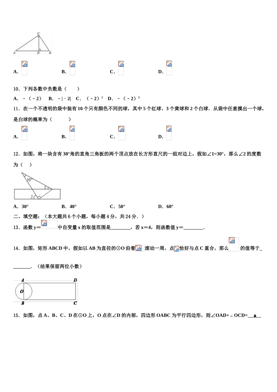 海南省海南师范大附属中学中考冲刺卷数学试题含解析_第3页