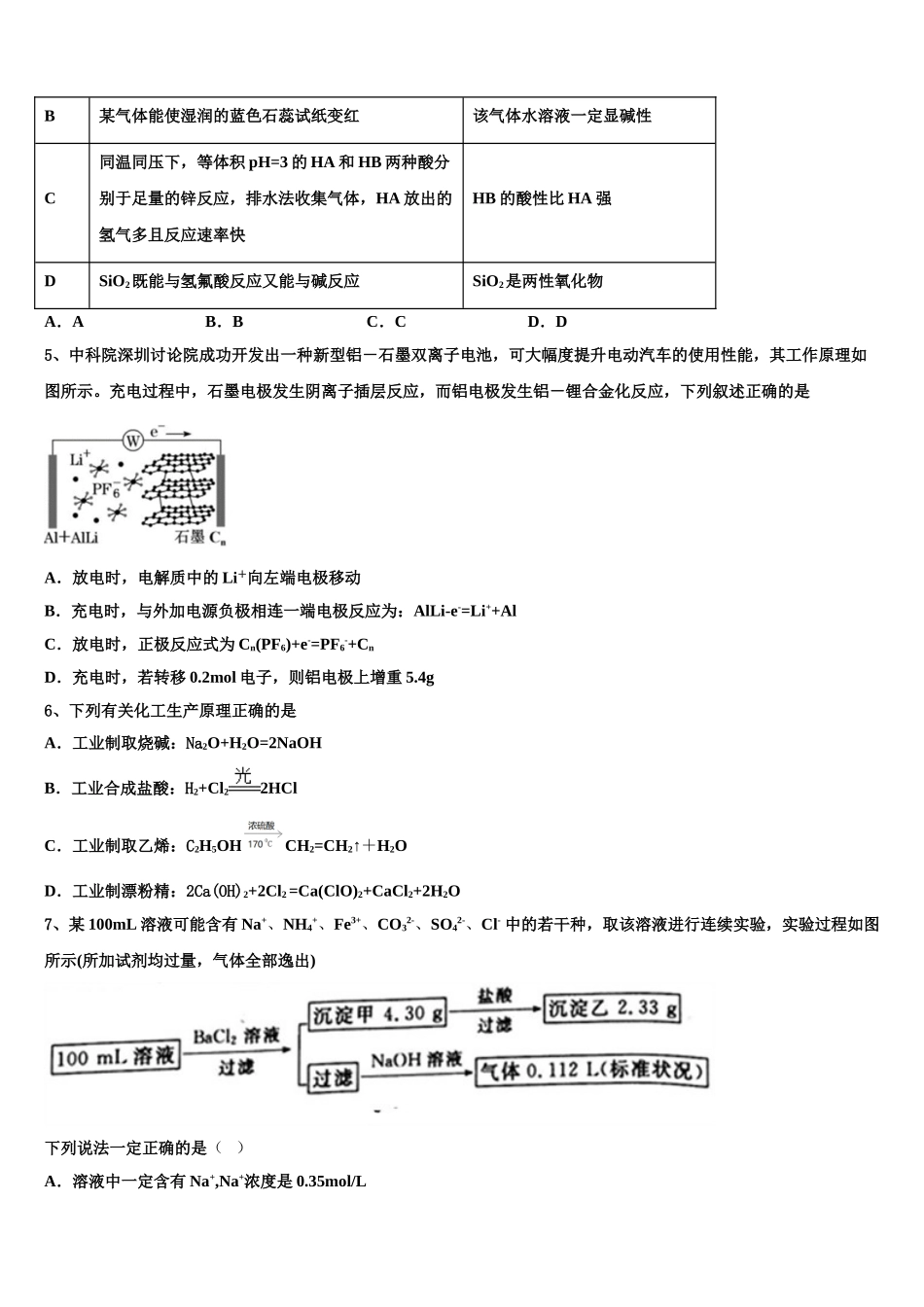海南省琼海市嘉积中学高考仿真模拟化学试卷含解析_第2页