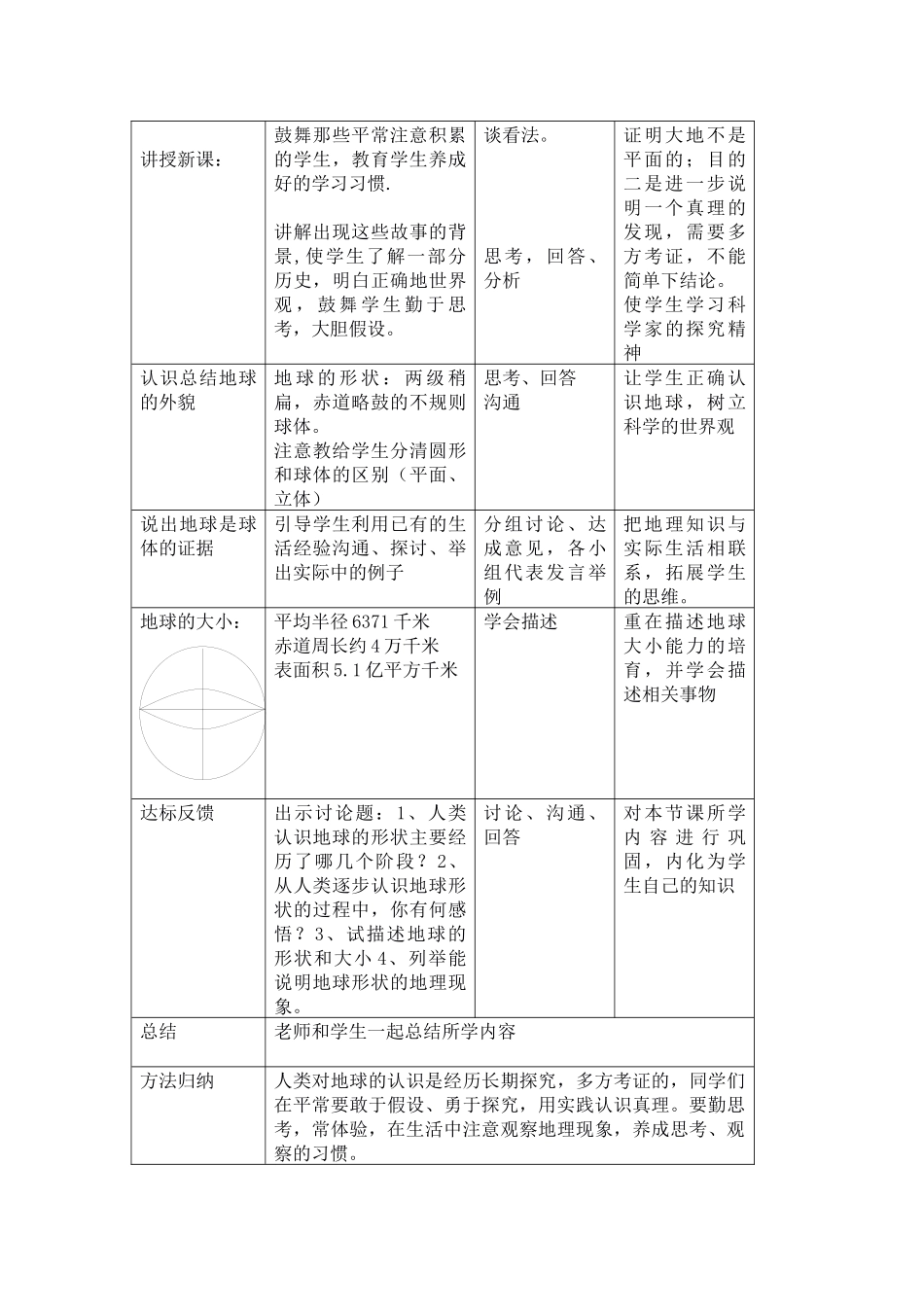 湘教版地理七上《认识地球》教学设计_第2页