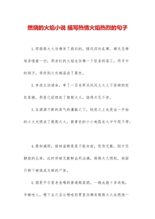 燃烧的火焰小说-描写热情火焰热烈的句子