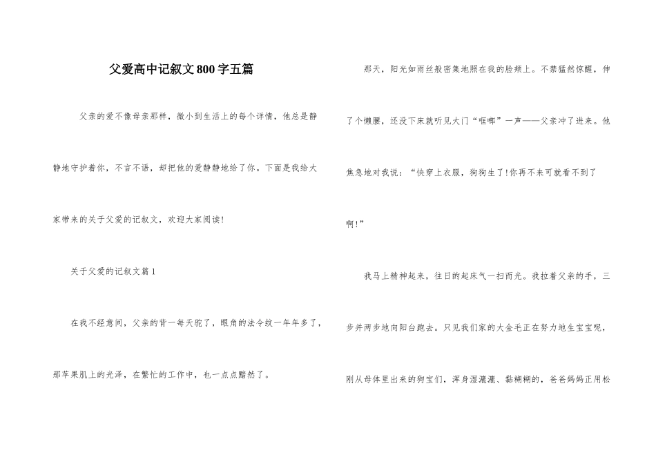 父爱高中记叙文800字五篇_第1页