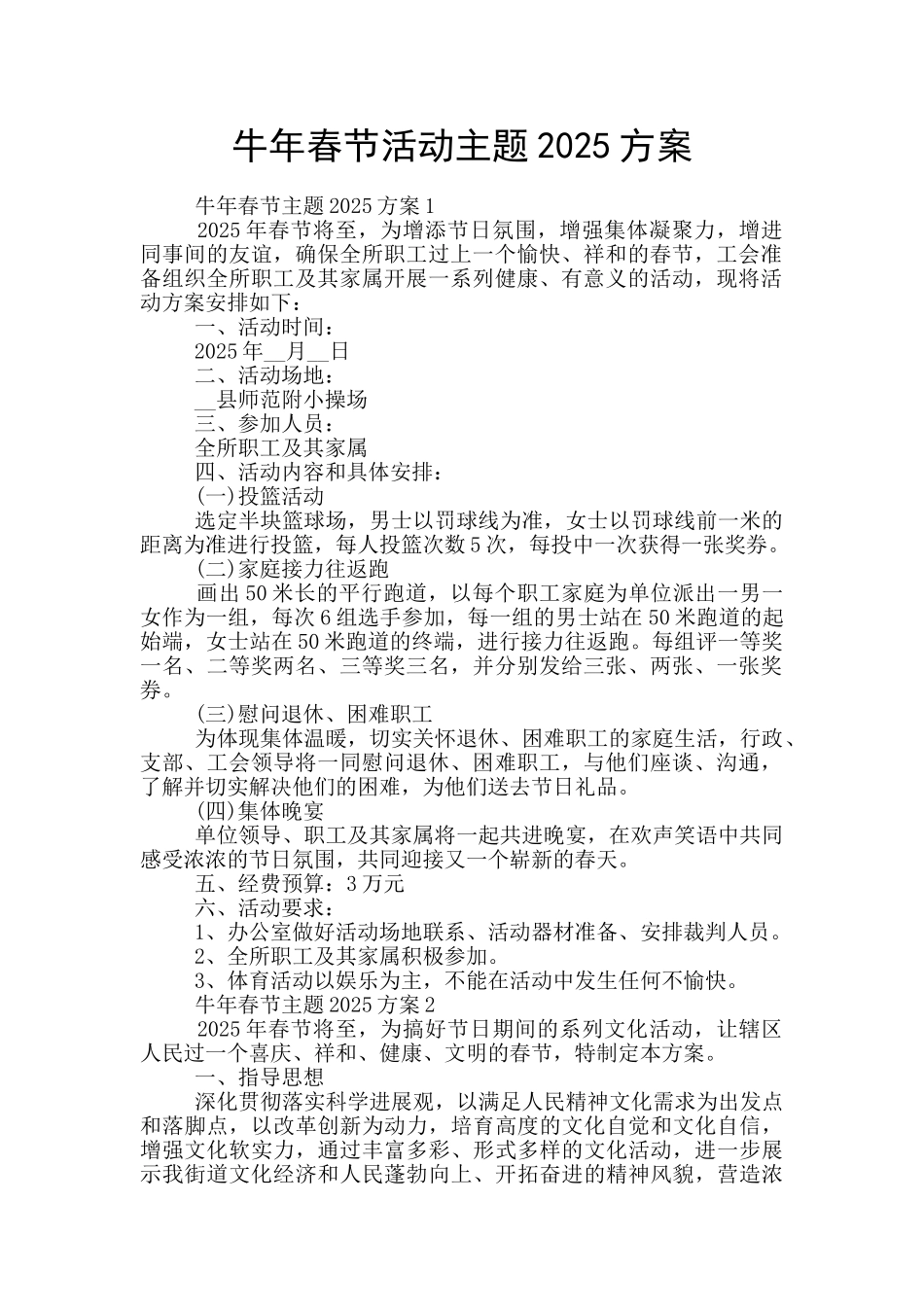 牛年春节活动主题2025方案_第1页