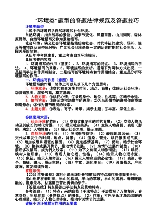 环境类题型的答题规范及答题技巧