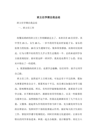 班主任学期自我总结