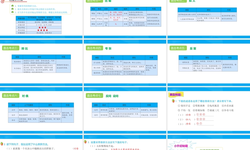 2025六年级小升初语文专题复习-第八讲  修辞 课件