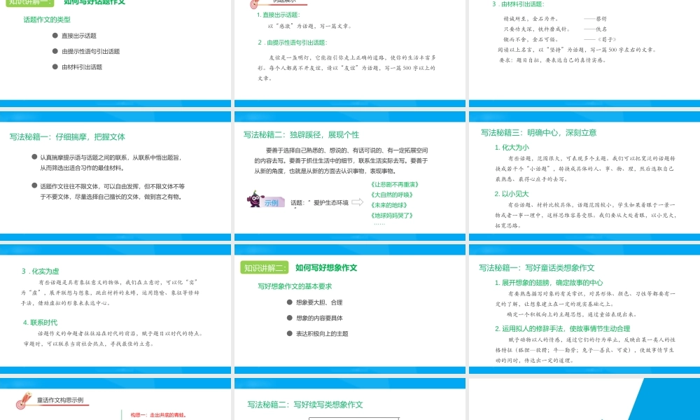 2025六年级小升初语文专题复习-第二十四讲 话题、想象类作文指导 课件