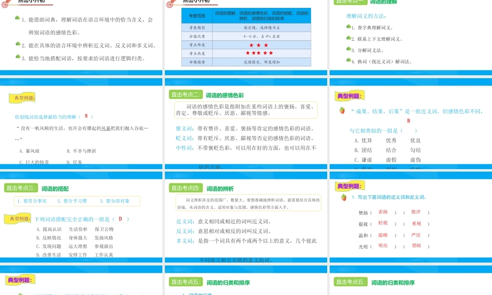 2025六年级小升初语文专题复习-第三讲  词语 课件
