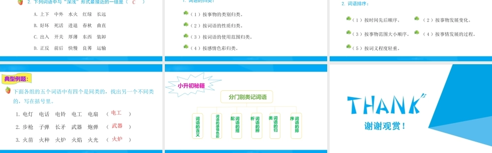 2025六年级小升初语文专题复习-第三讲  词语 课件