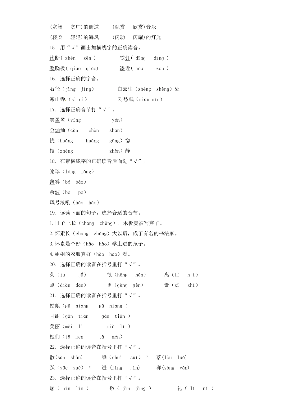 2025六年级小升初语文专项训练（基础知识一）-2.音节（16P 详细解析）_第3页