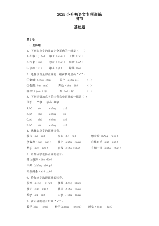 2025六年级小升初语文专项训练（基础知识一）-2.音节（16P 详细解析）