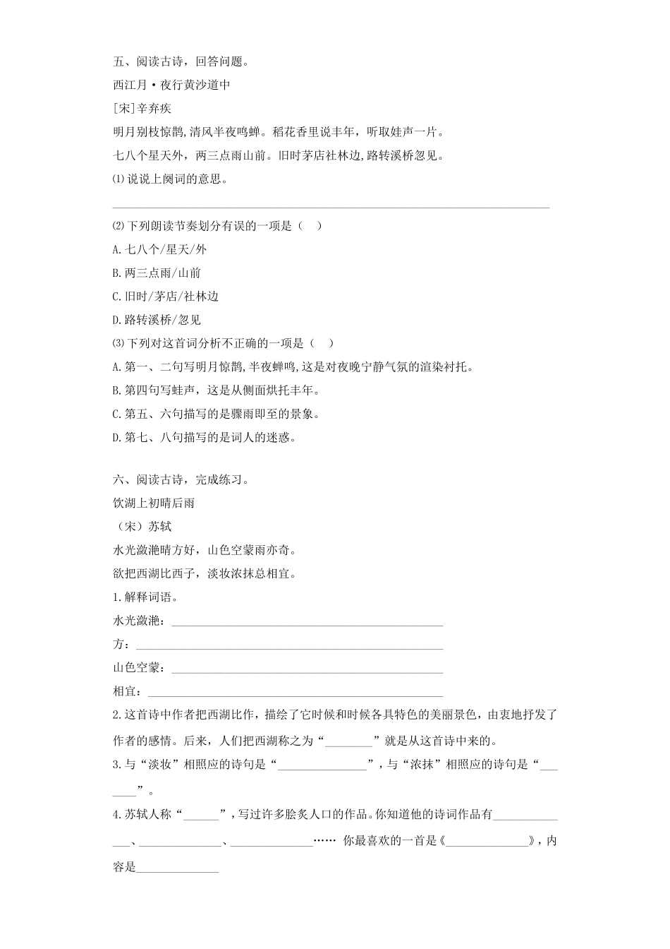 2025六年级小升初语文专项训练-6诗词的阅读（29P 详细解析）_第3页