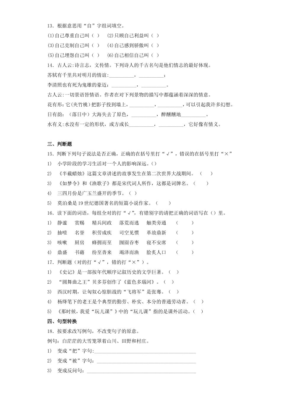 2025六年级小升初语文专项训练-总复习3（22P 详细解析）_第3页