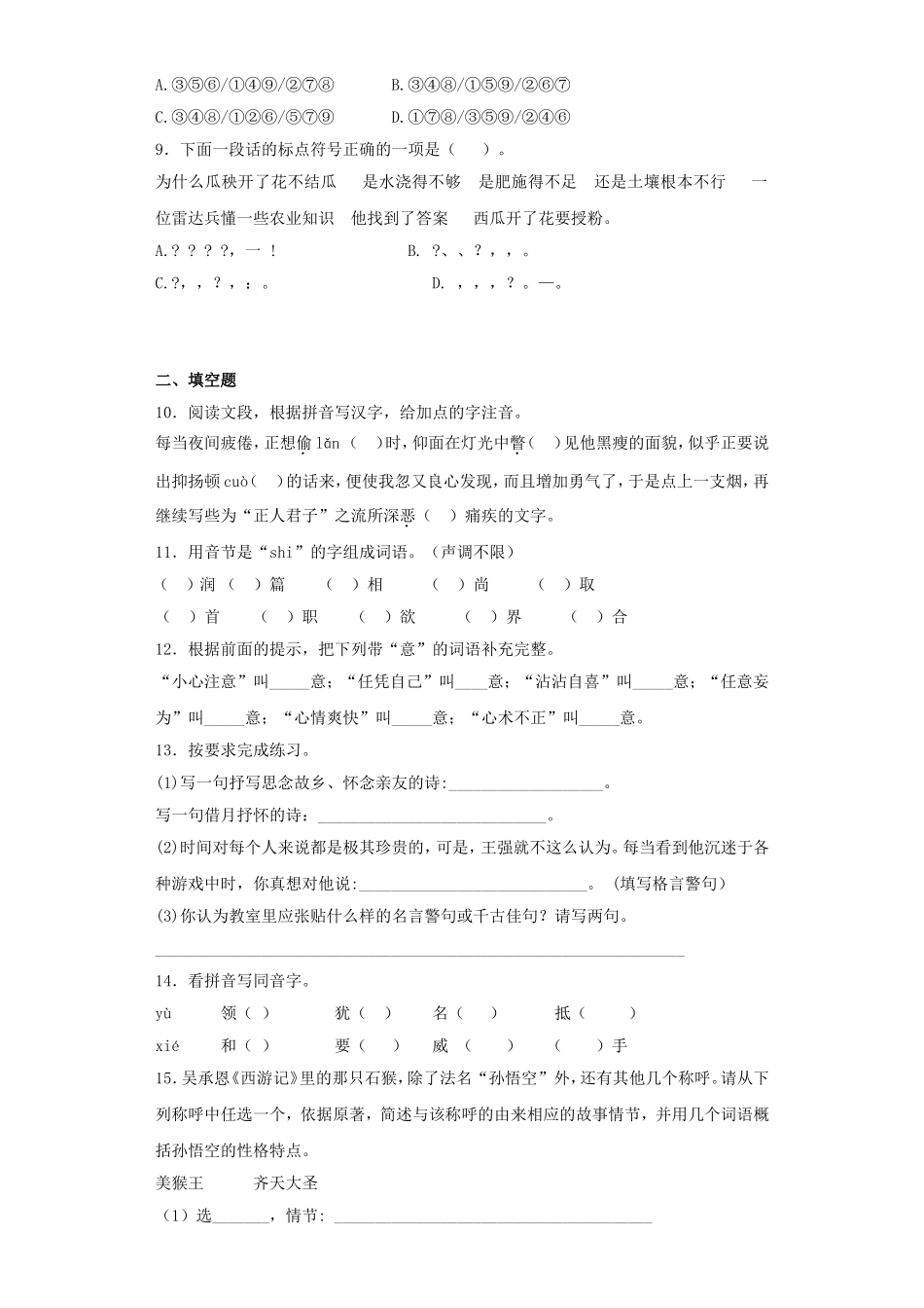 2025六年级小升初语文专项训练-总复习5（24P 详细解析）_第2页