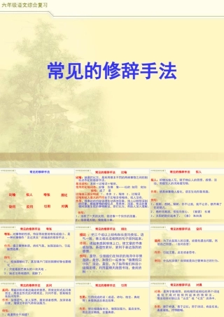 2025六年级小升初语文综合复习 课件之常见修辞手法