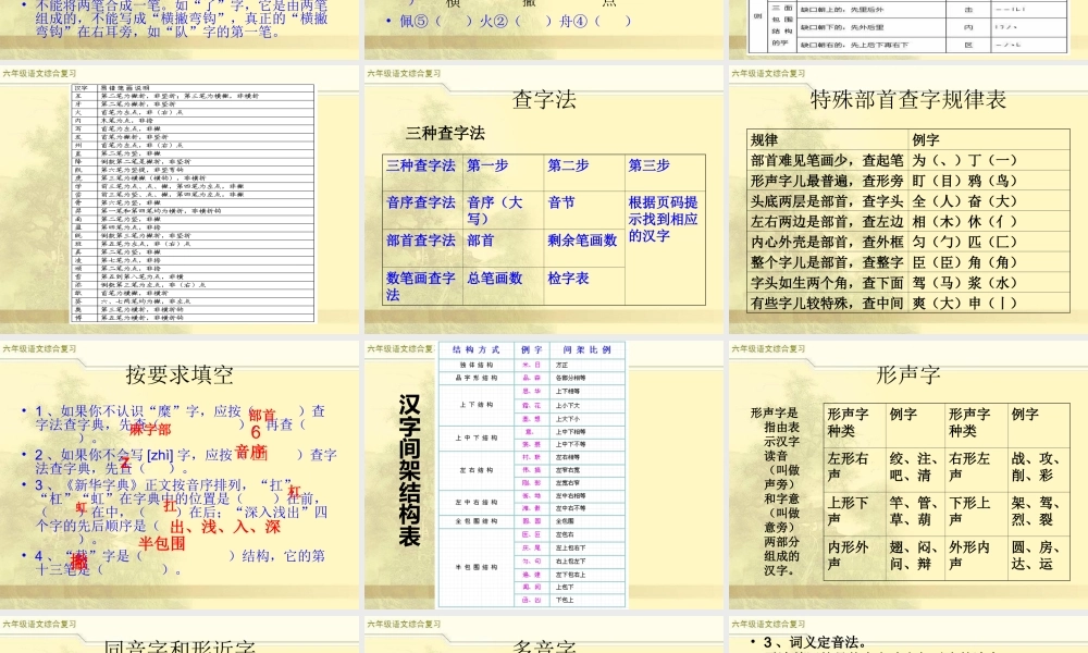 2025六年级小升初语文综合复习 课件之汉字